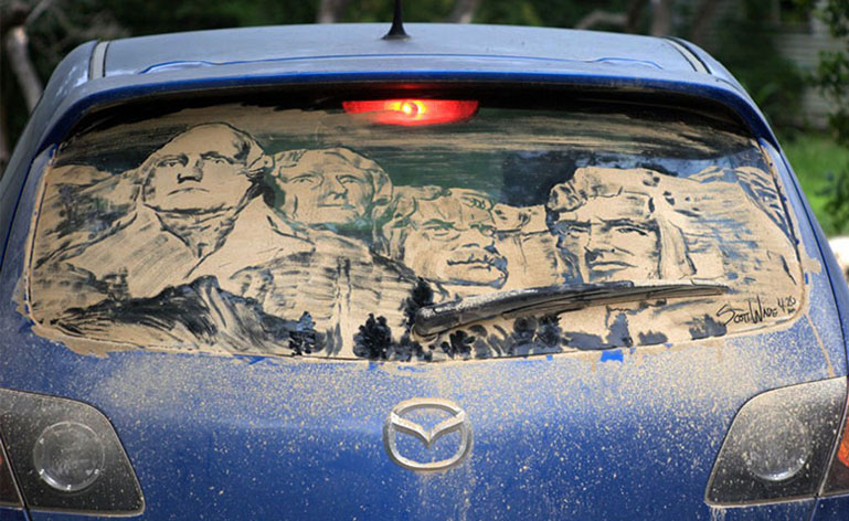 dust and dirty car art