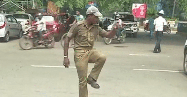 dancing traffic police