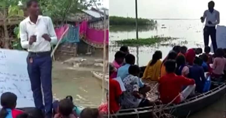 Teachers Trio Run Classes On Boats For 40 Children Despite Floods In Bihar