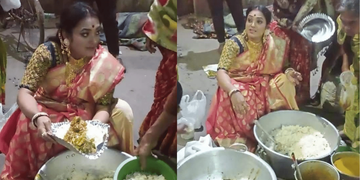 Woman Distributes Leftover From Wedding To Needy