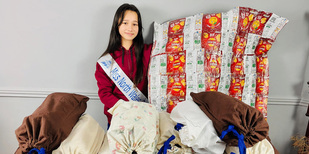 Little Girl Makes Blankets Out Of Chips Packets