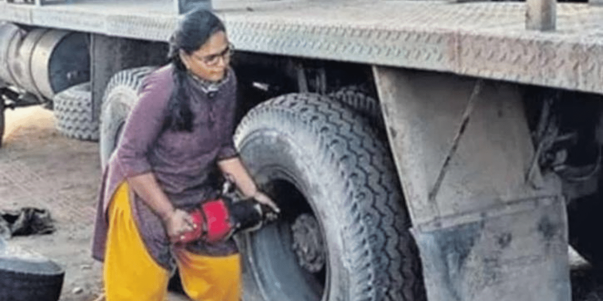 Breaking Gender Stereotypes, This Telangana Woman Fixes Flat Tyres At Her Repair Shop